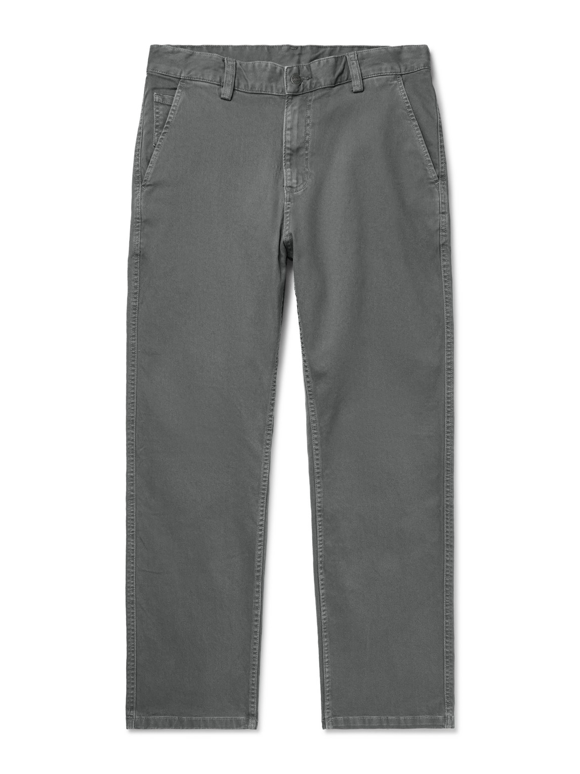Corridor Straight-leg Garment-dyed Stretch-cotton Twill Trousers In Gray