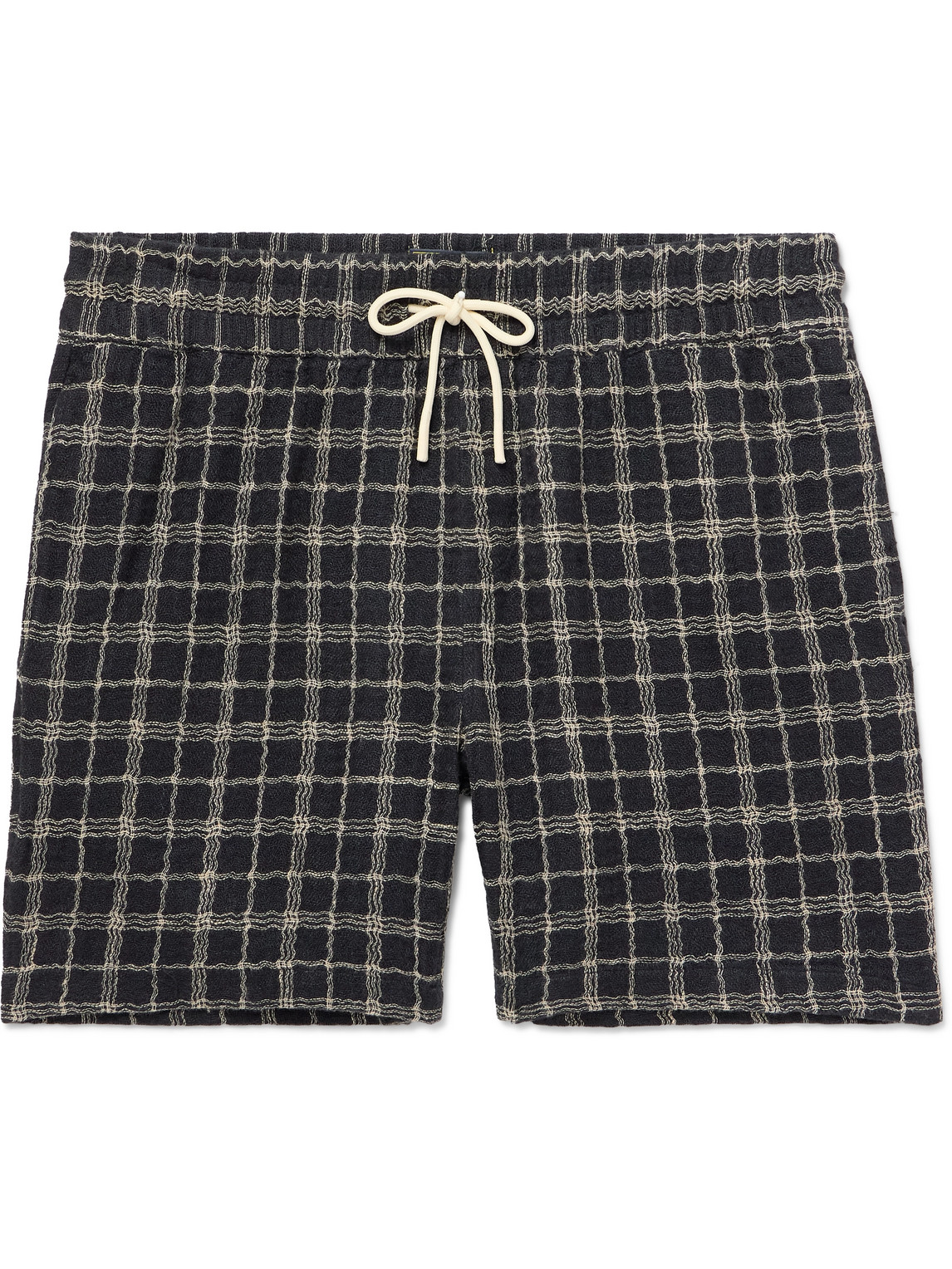 Dorne Straight-Leg Checked Cotton and Linen-Blend Jacquard Drawstring Shorts