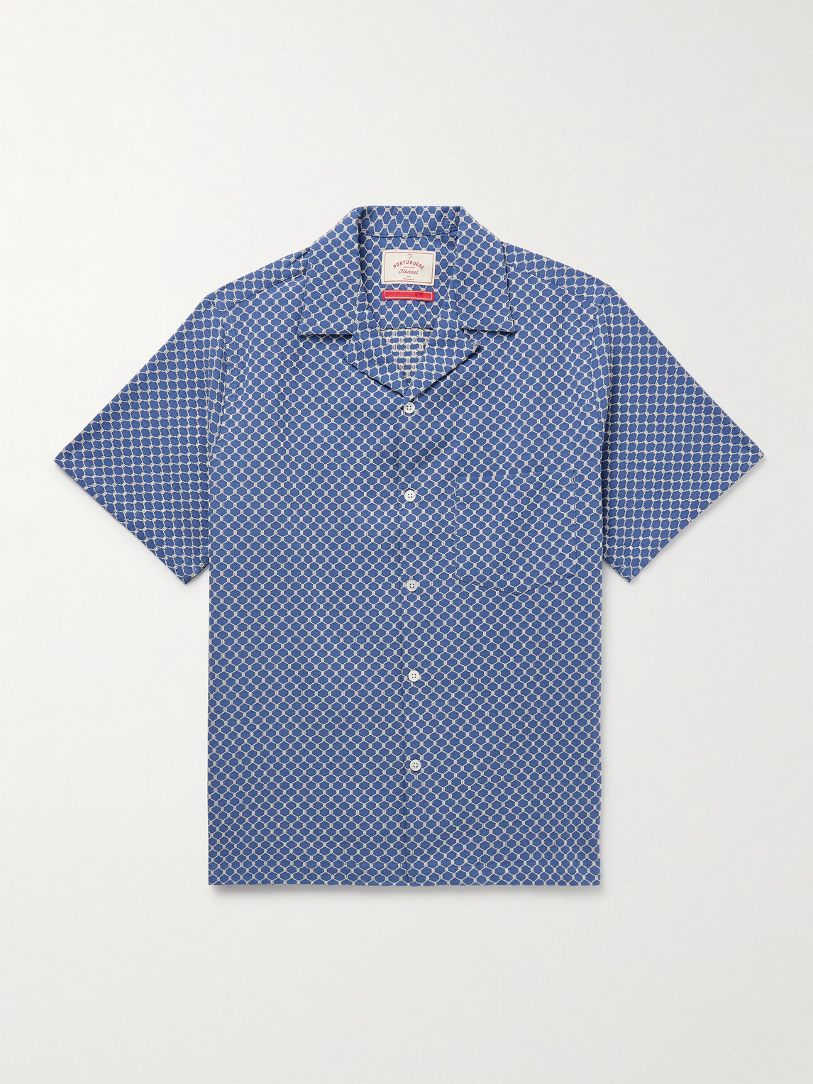 Convertible-Collar Cotton-Blend Jacquard Shirt