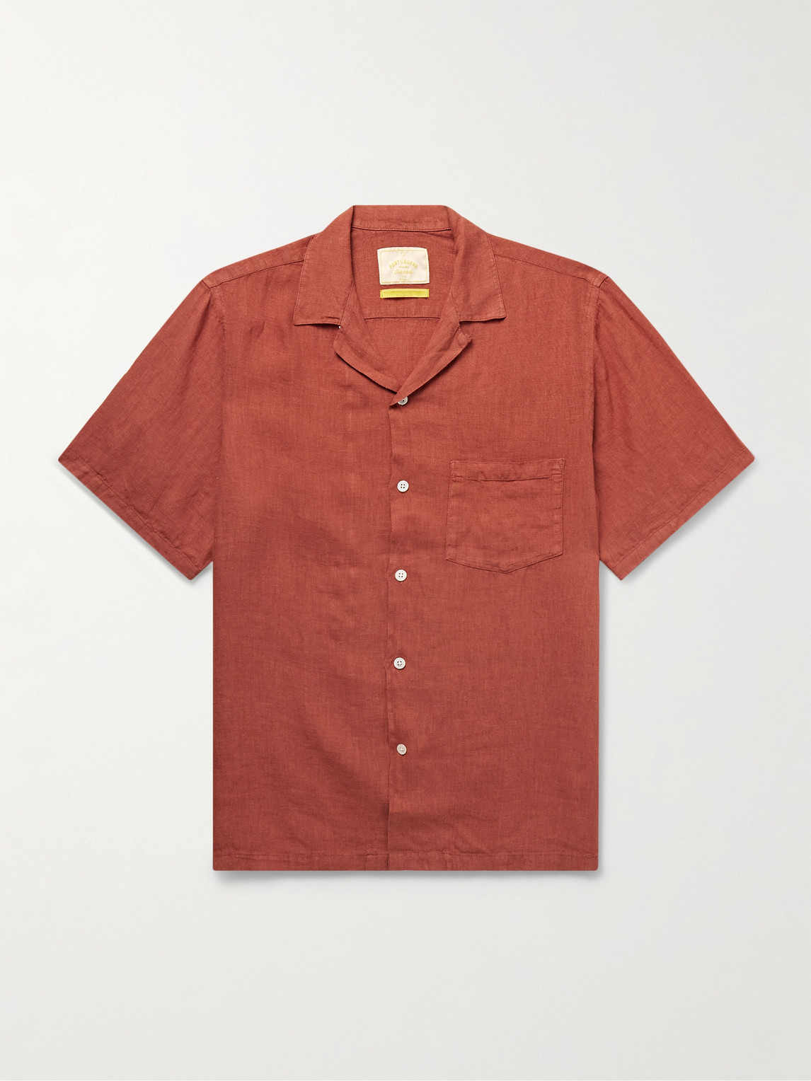 Portuguese Flannel Camp-collar Linen Shirt In Red