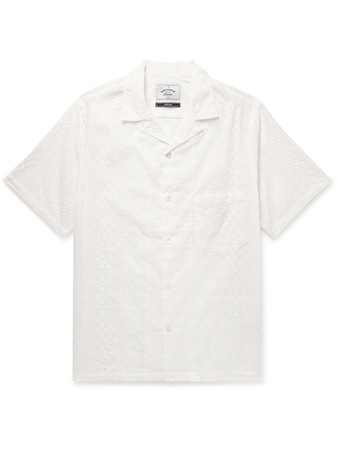 Santos Convertible-Collar Embroidered Cotton-Voile Shirt