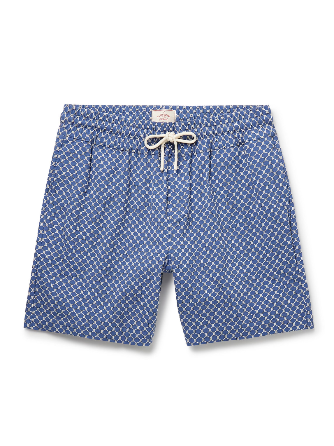 Straight-Leg Organic Cotton-Blend Jacquard Drawstring Shorts
