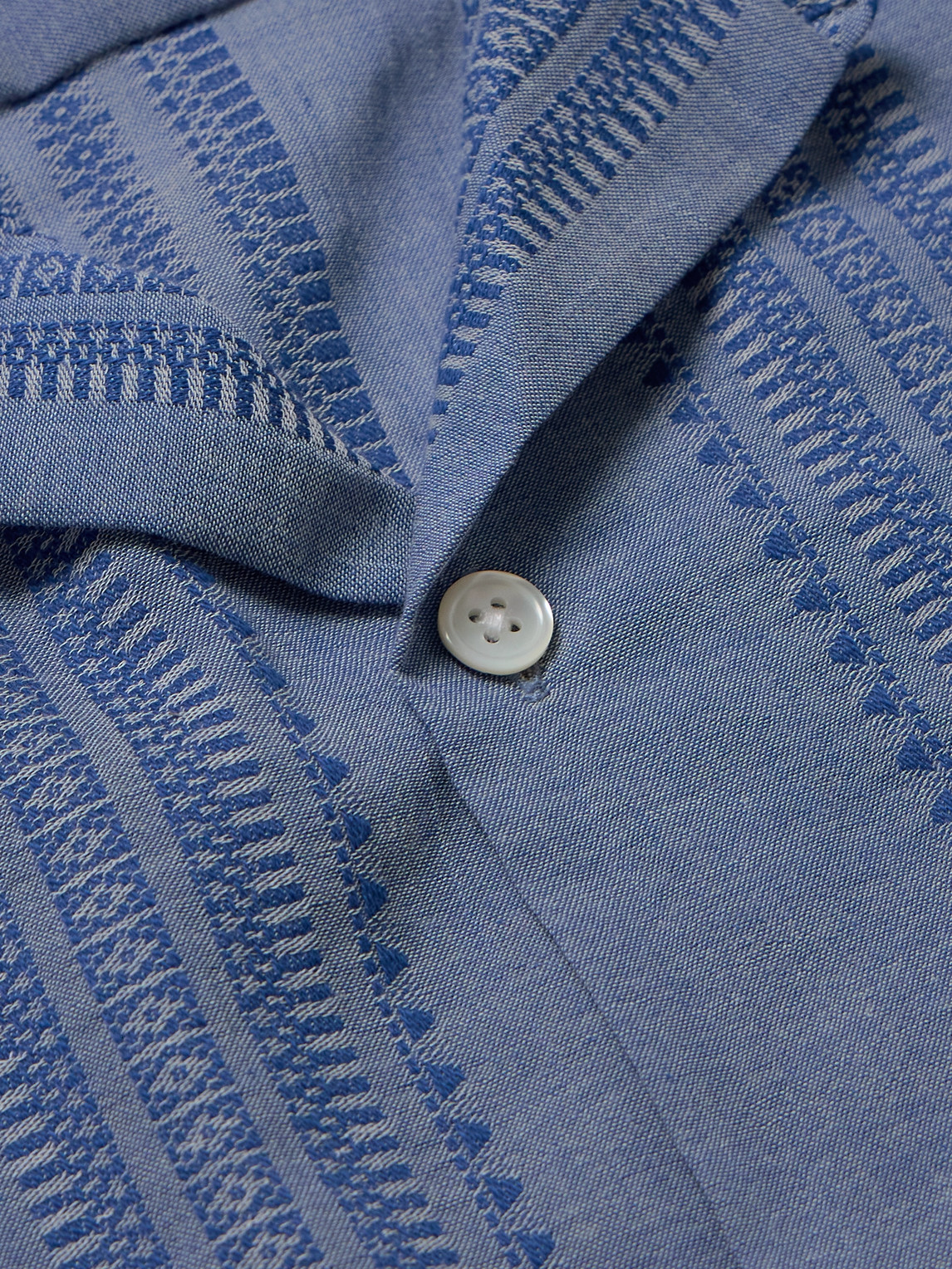 PORTUGUESE FLANNEL PACIFIC CONVERTIBLE-COLLAR STRIPED COTTON-JACQUARD SHIRT
