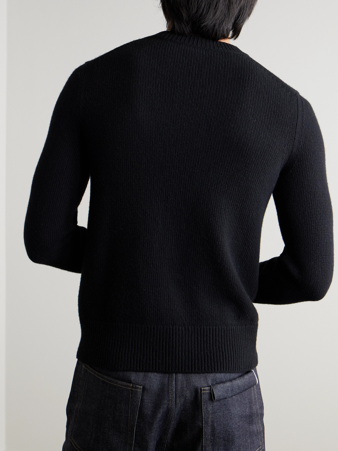 Shop Burberry Logo-jacquard Wool And Cashmere-blend Sweater In Black