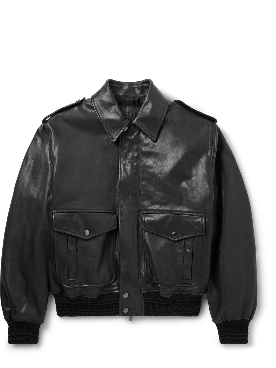 Burberry Schott Leather Jacket In Black