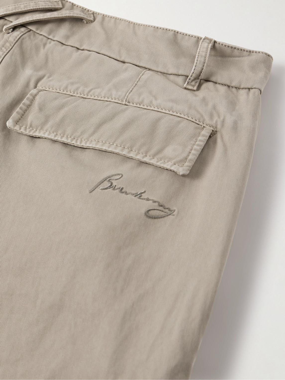 Burberry Straight-leg Garment-dyed Cotton-twill Cargo Trousers In Heron