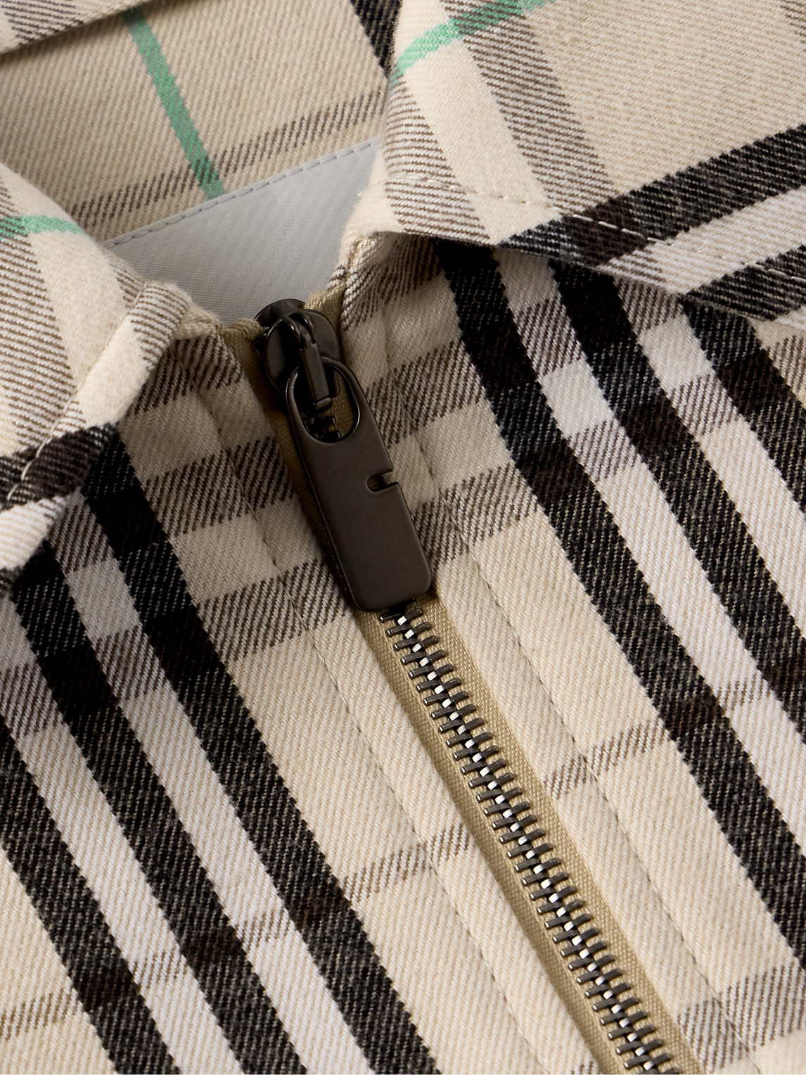 Shop Burberry Checked Cotton-flannel Harrington Jacket In Neutrals