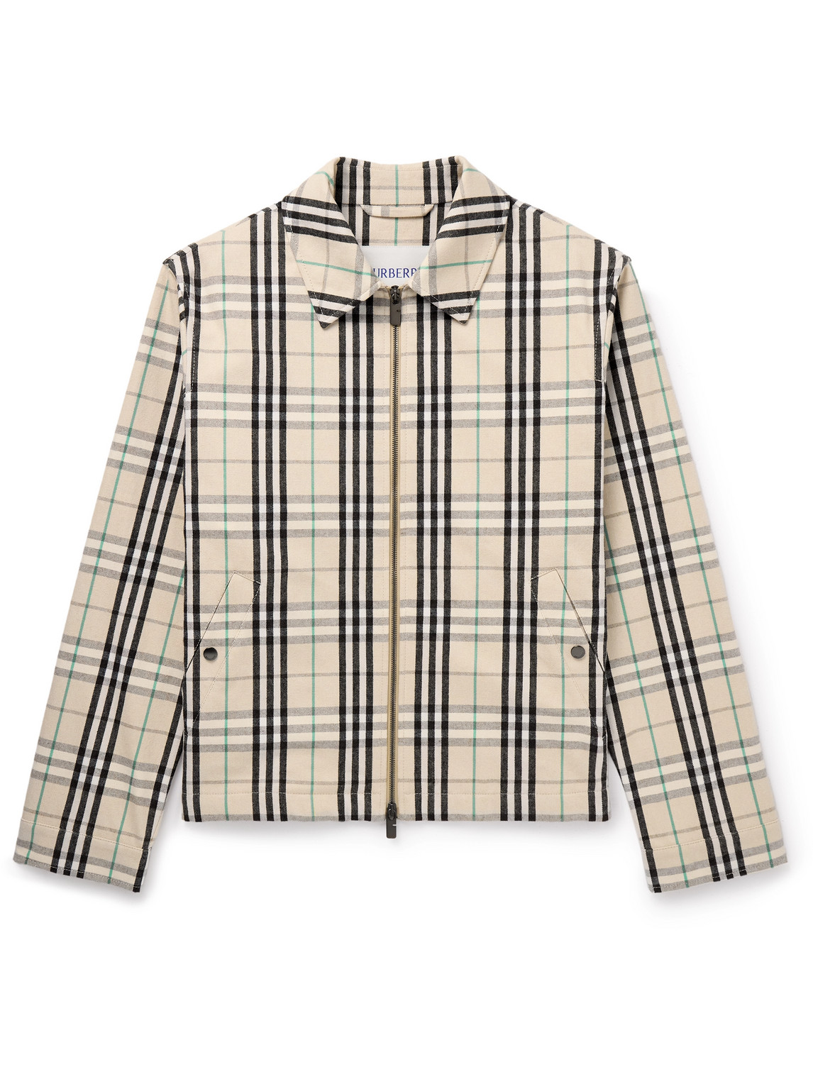 Shop Burberry Checked Cotton-flannel Harrington Jacket In Neutrals