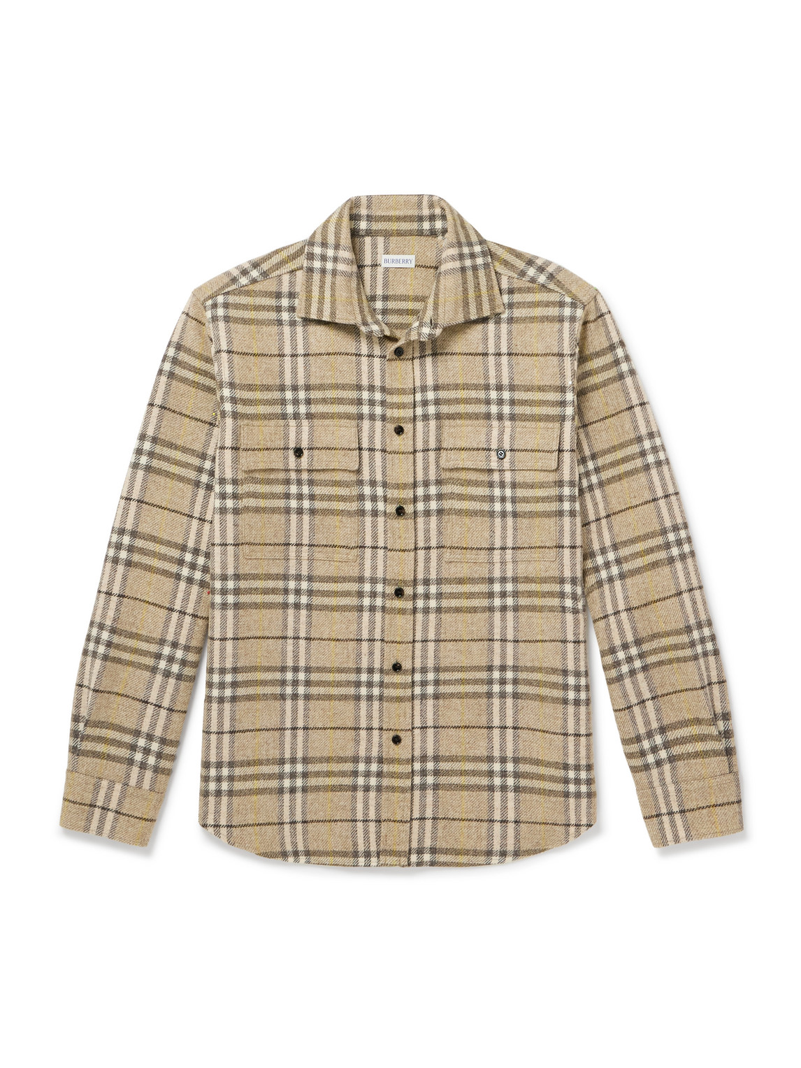 Burberry Checked Wool-flannel Shirt In Neutrals