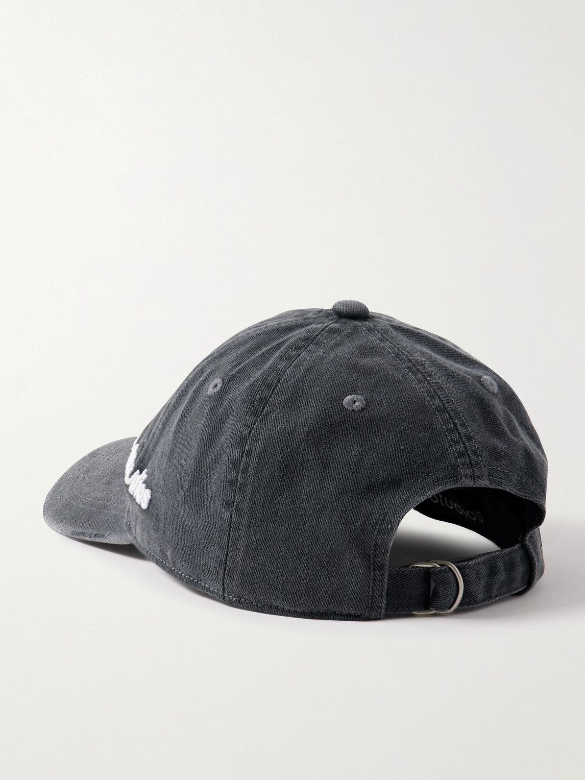 Acne Studios Kappa Logo-embroidered Distressed Cotton-twill Baseball Cap In Black