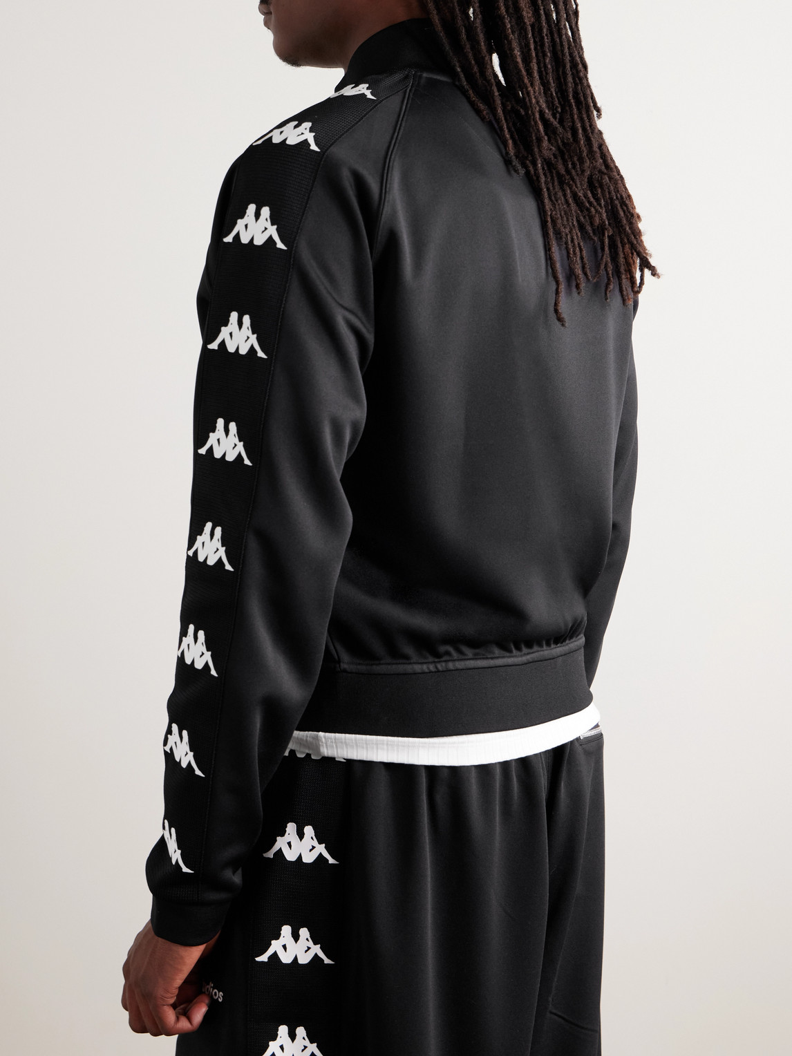 Shop Acne Studios Kappa Webbing-trimmed Logo-embroidered Tech-jersey Track Jacket In Black