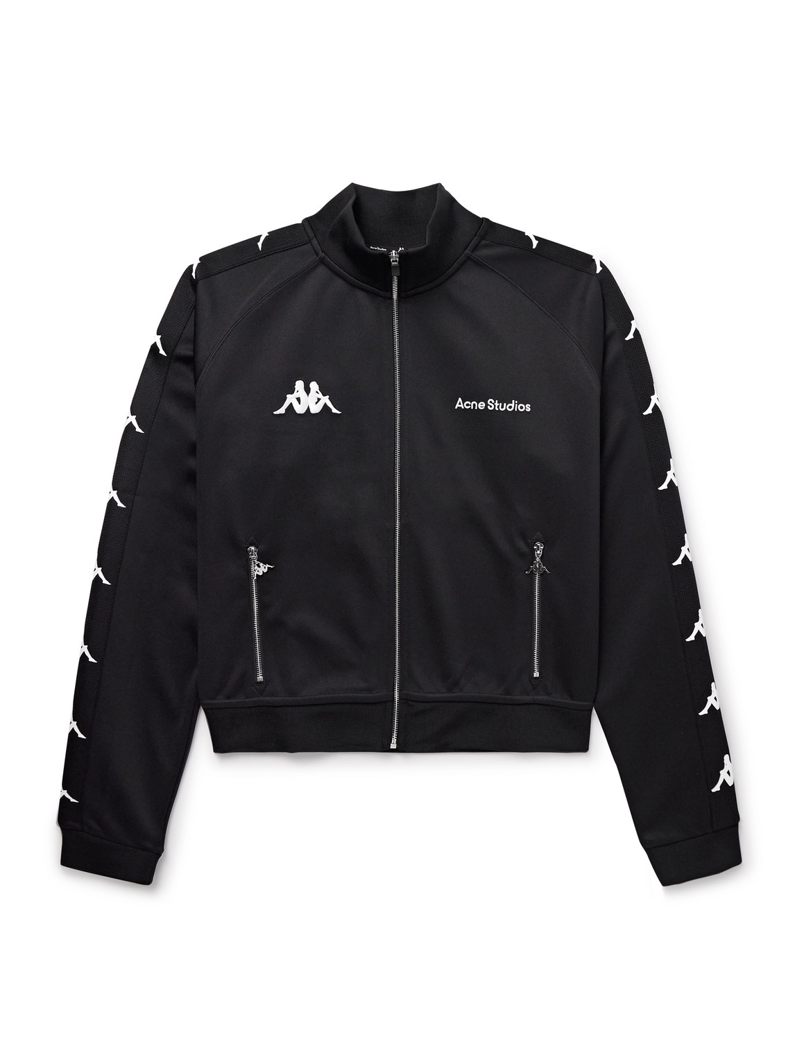 Shop Acne Studios Kappa Webbing-trimmed Logo-embroidered Tech-jersey Track Jacket In Black
