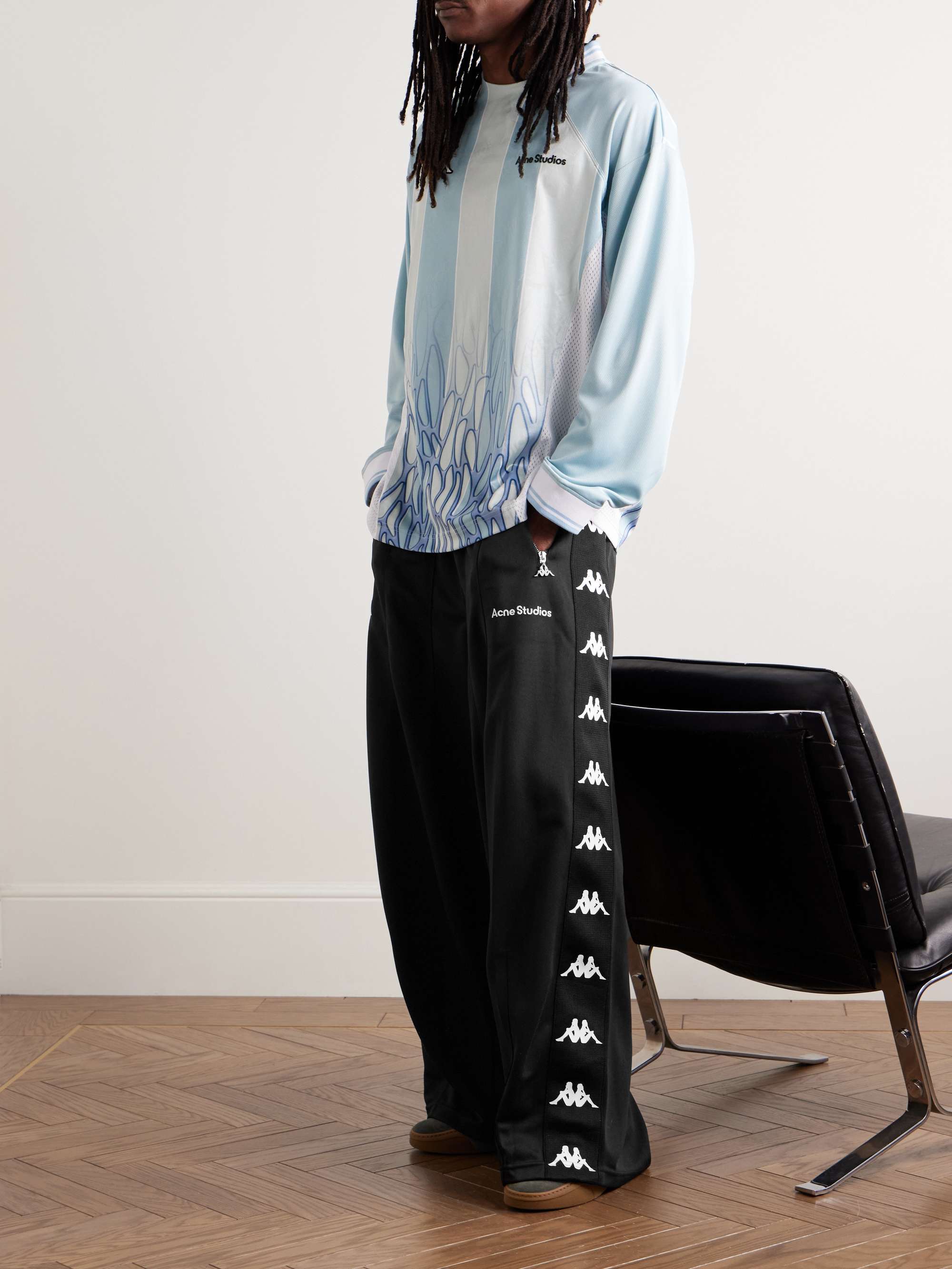 ACNE STUDIOS + Kappa Wide-Leg Webbing-Trimmed Logo ACNE STUDIOS + Kappa Wide-Leg Webbing-Trimmed Logo