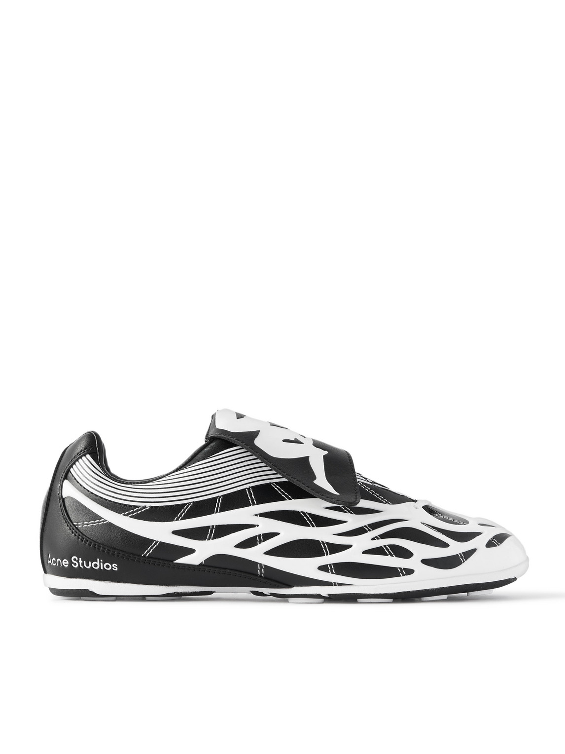 Acne Studios Kappa Rubber-trimmed Leather Trainers In Black
