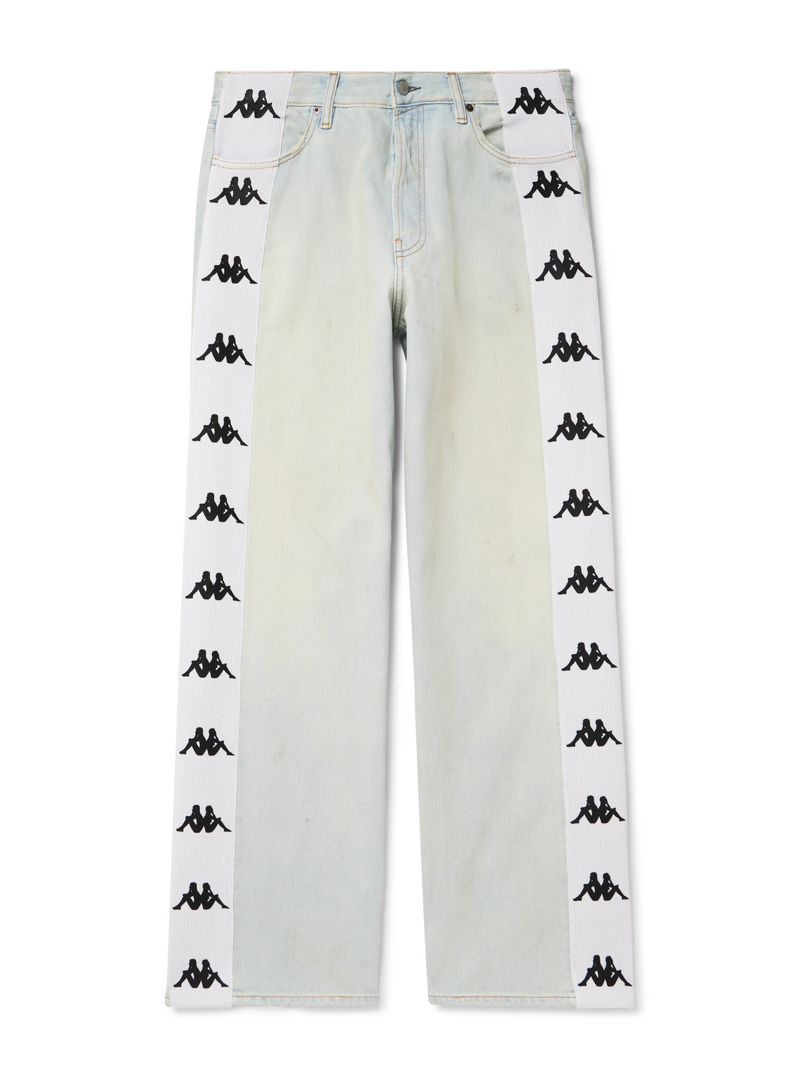 Acne Studios Kappa Straight-leg Webbing-trimmed Jeans In Blue