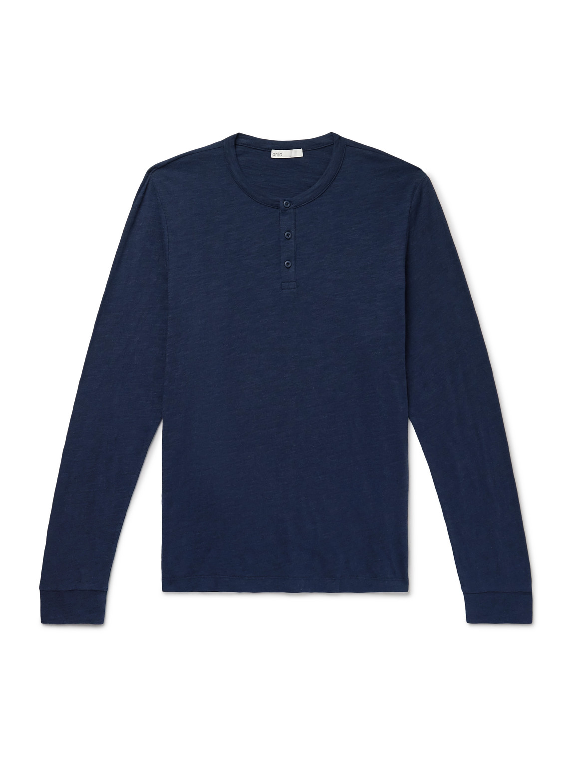 Slub Linen-Jersey Henley Top