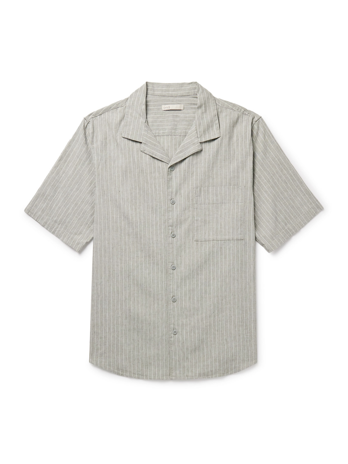 Onia Vacation Camp-collar Striped Linen-blend Shirt