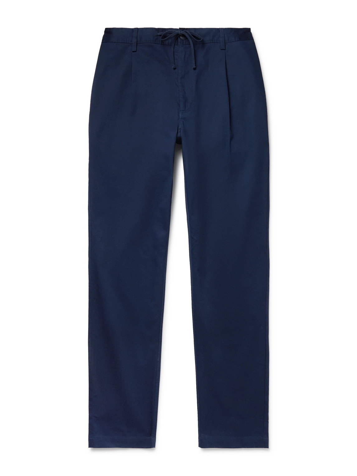 Onia Slim-fit Pleated Garment-dyed Stretch-cotton Drawstring Trousers