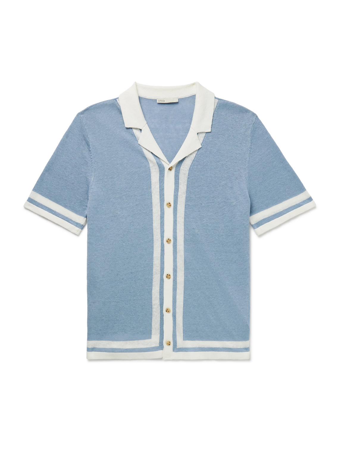 Onia Camp-collar Two-tone Linen Shirt