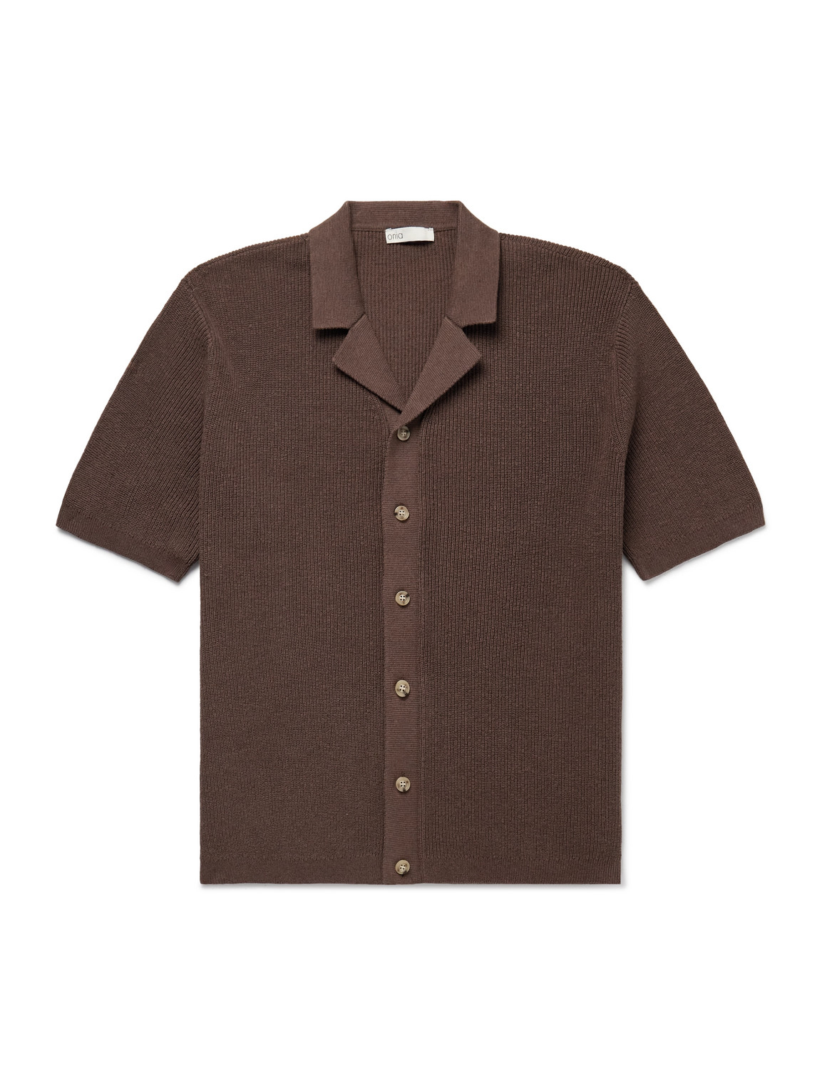 Onia Camp-collar Ribbed Linen And Cotton-blend Shirt