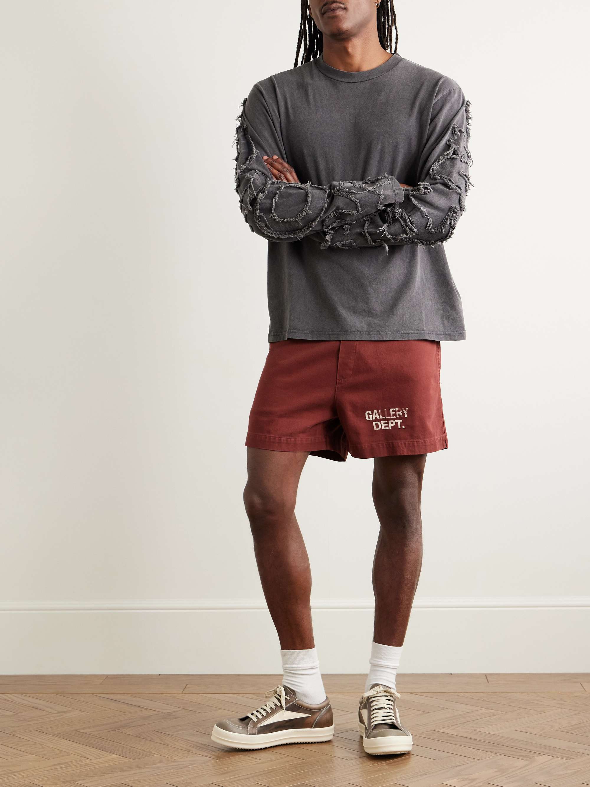 GALLERY DEPT. Zuma Straight-Leg Logo-Print Cotton-Jersey Shorts
