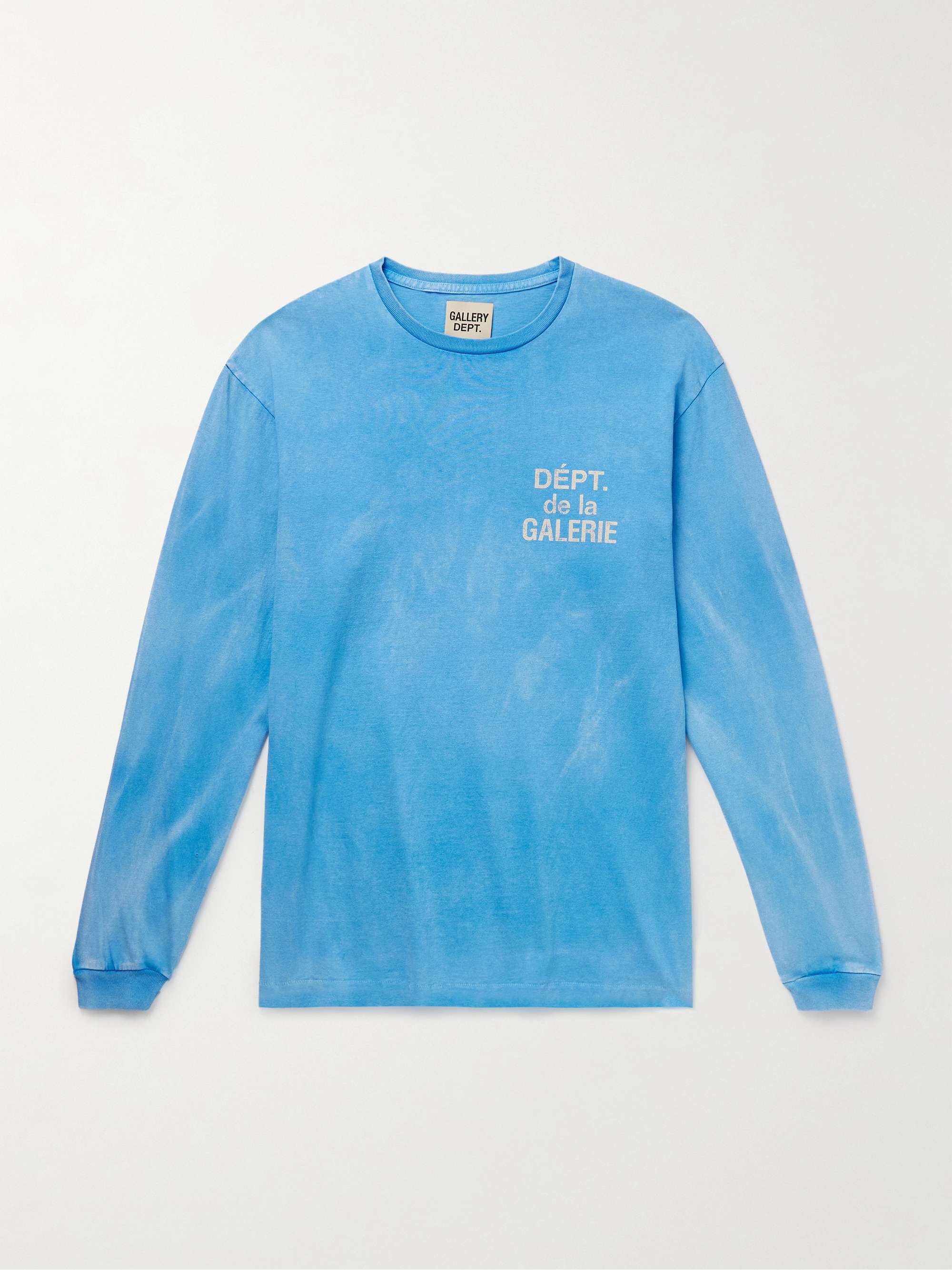 Blue French Logo-Print Tie-Dyed Cotton-Jersey T-Shirt Blue French Logo-Print Tie-Dyed Cotton-Jersey T-Shirt
