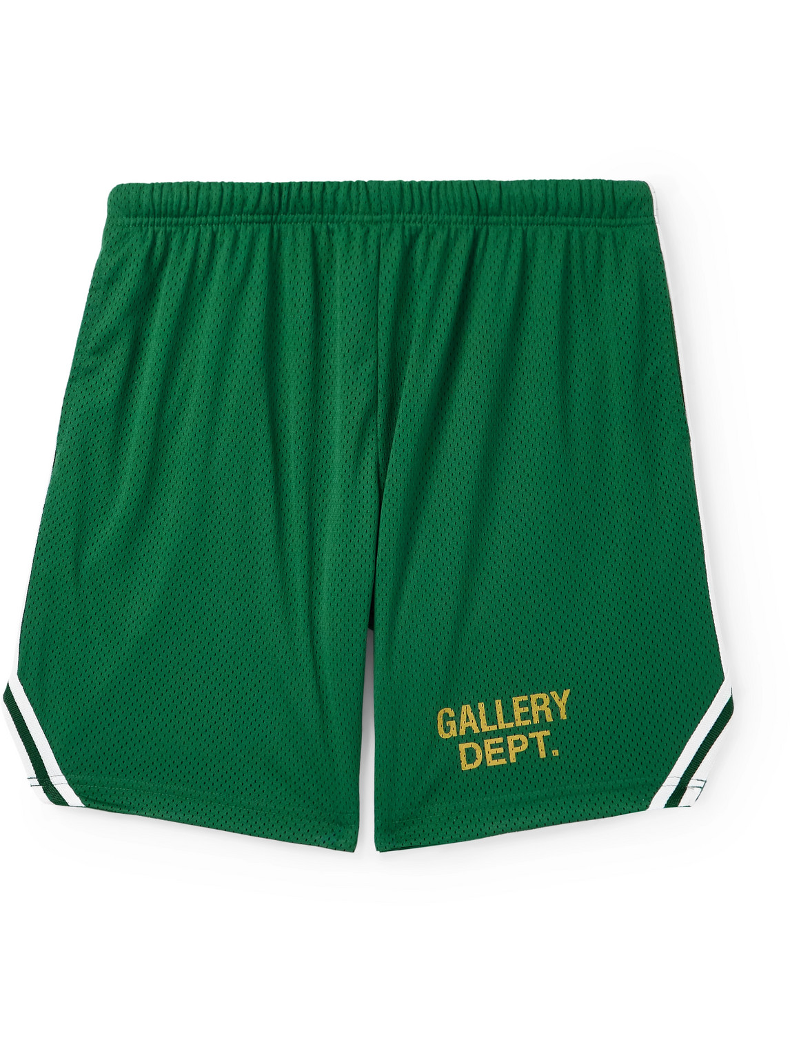 Gallery Dept. Venice Court Wide-leg Logo-print Webbing-trimmed Mesh Shorts In Green