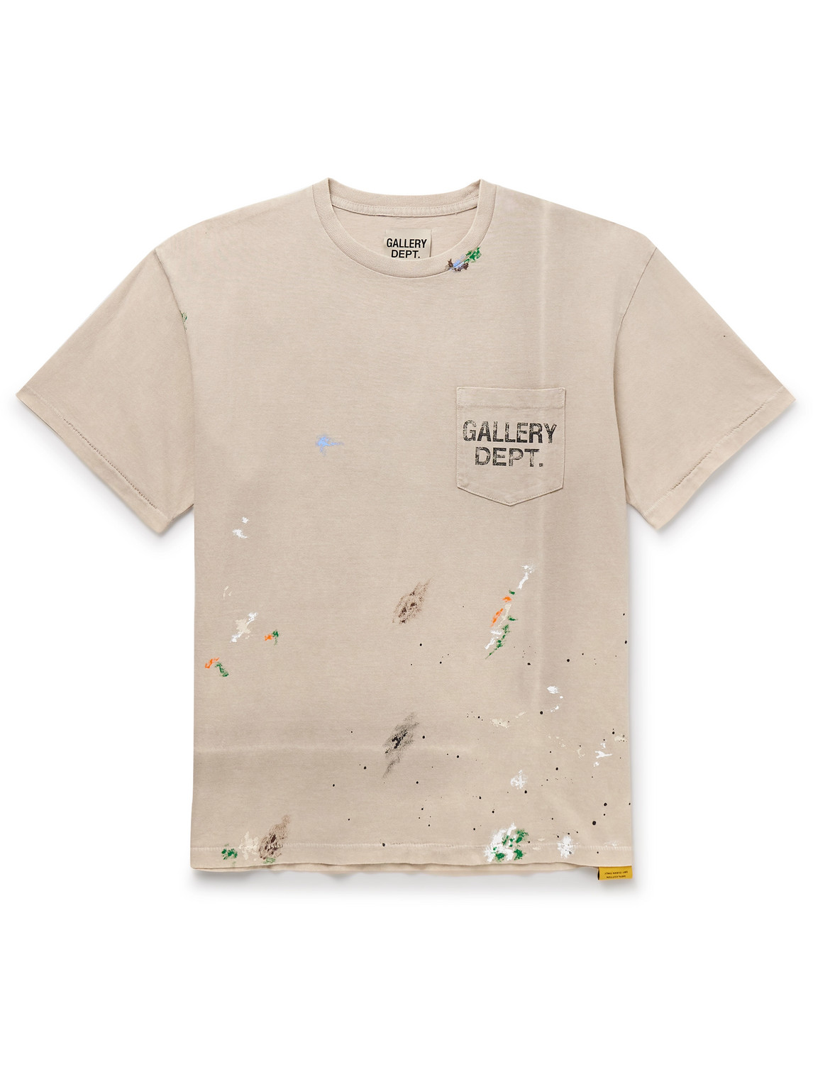 Gallery Dept. Logo-print Paint-splattered Cotton-jersey T-shirt In Neutrals