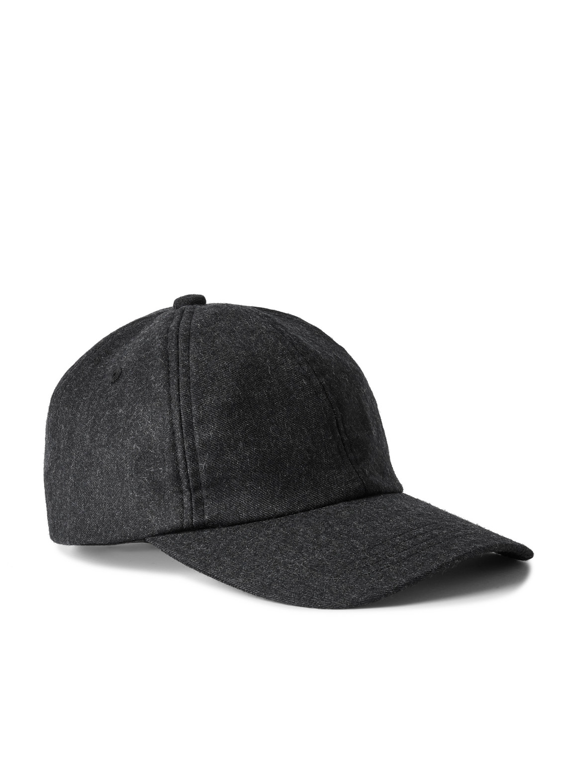 Leather-Trimmed Brushed Cotton-Twill Baseball Cap