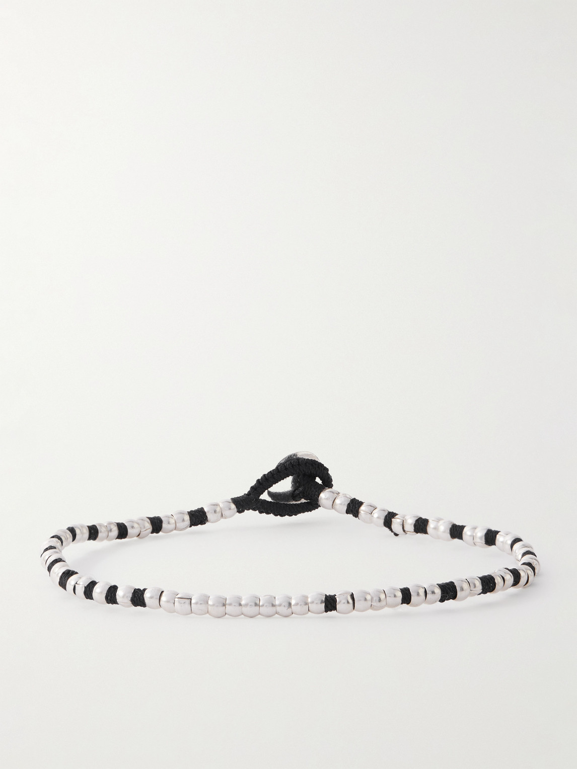 Mikia Sterling Silver Beaded Bracelet In Black