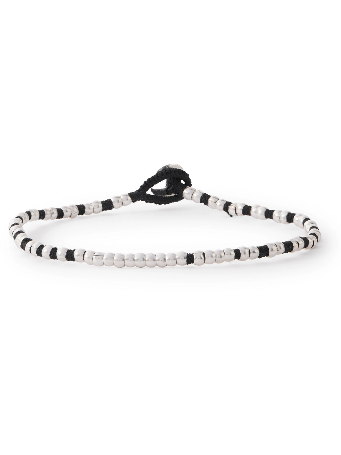 Mikia Sterling Silver Beaded Bracelet In Black