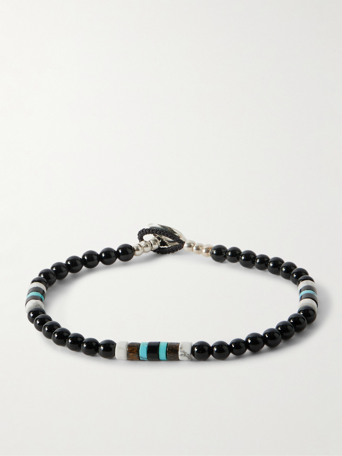 Mikia Sterling Silver Multi-stone Beaded Bracelet In Black