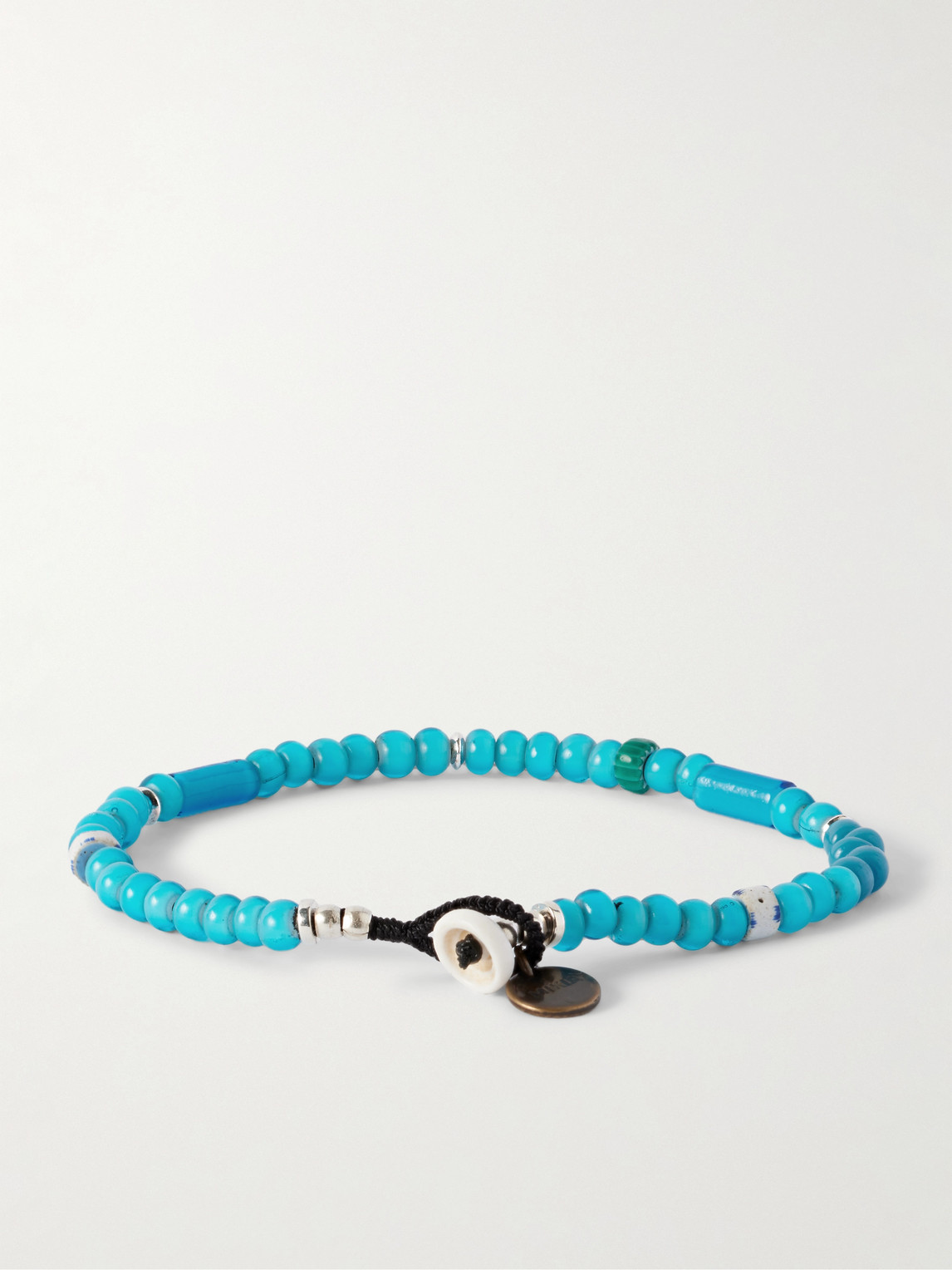  Mikia - Sterling Silver, Glass And Shell Beaded Bracelet - Men - Blue - M 