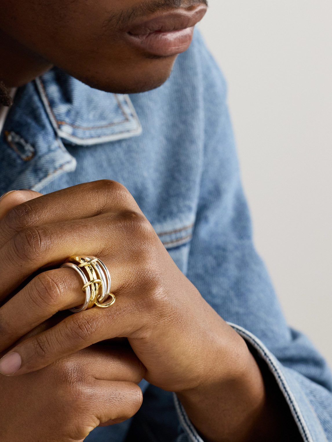 Spinelli Kilcollin Janssen Sg Vulcan Sterling Silver And 18-karat Gold Ring In Gold