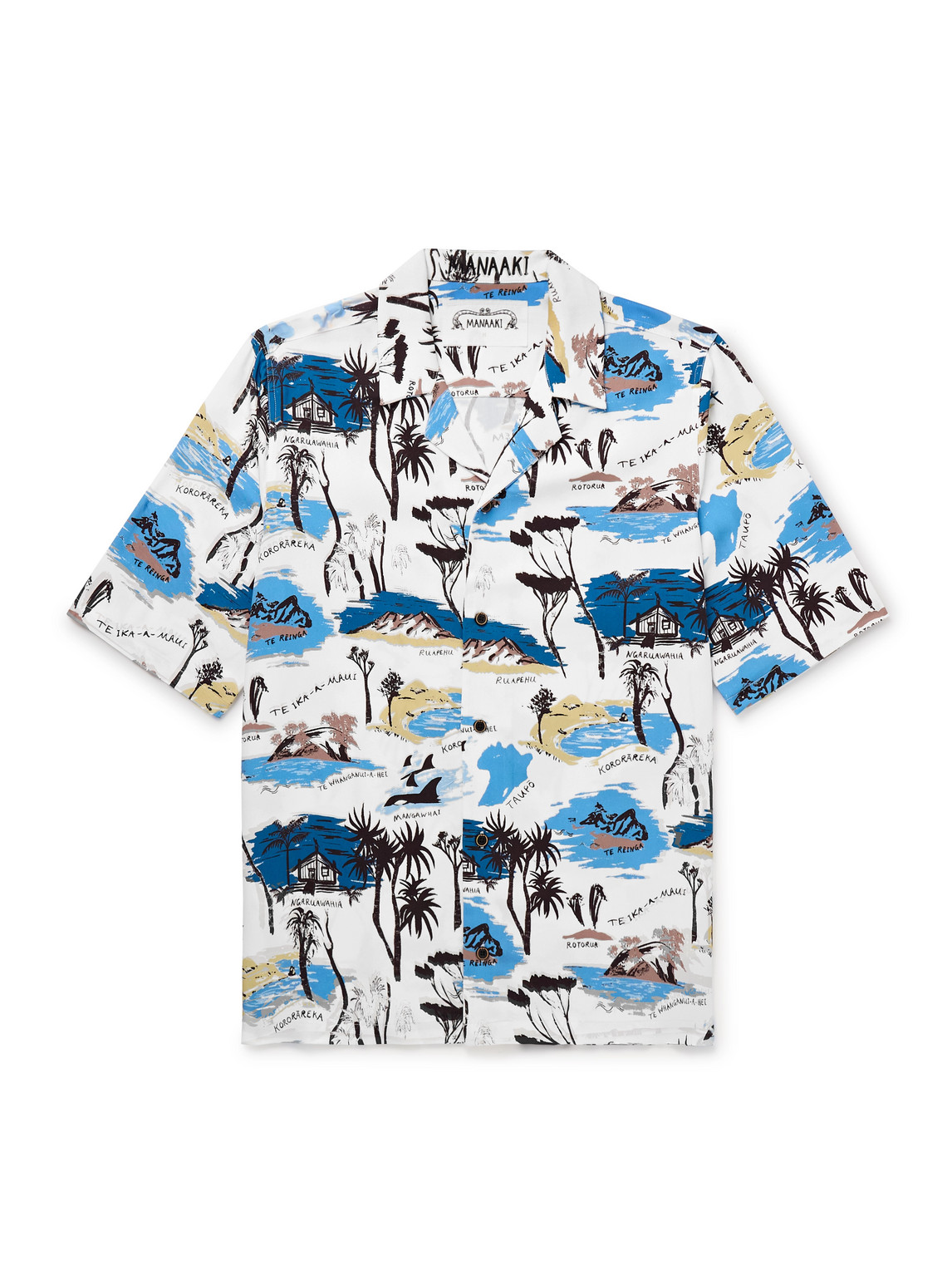 Te Ika A Maui Camp Collar Printed Lyocell-Twill Shirt