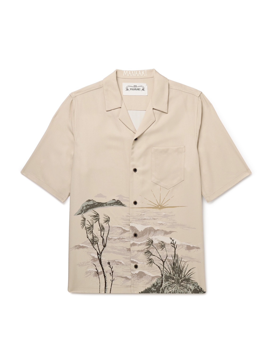 Stormy Waters Camp-Collar Printed Lyocell-Twill Shirt