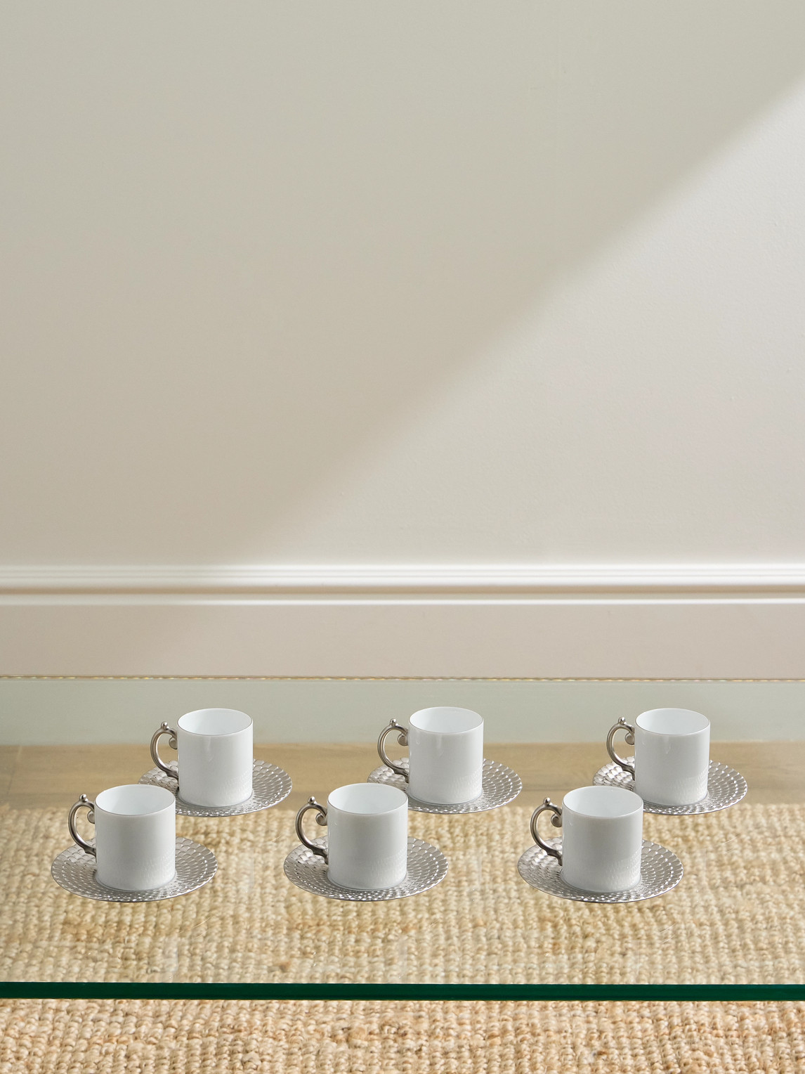 L'Objet Corde Set of Six Platinum-Plated Porcelain Espresso Cups and Saucers - Men