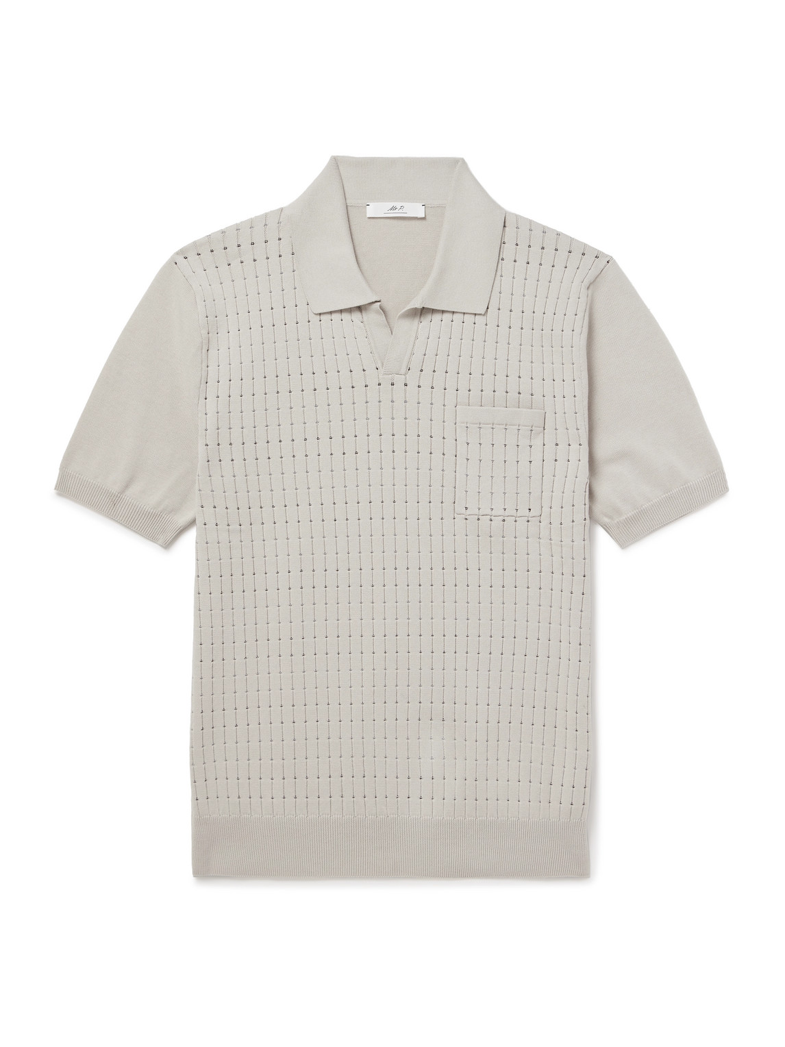 Pointelle-Knit Organic Cotton Polo Shirt
