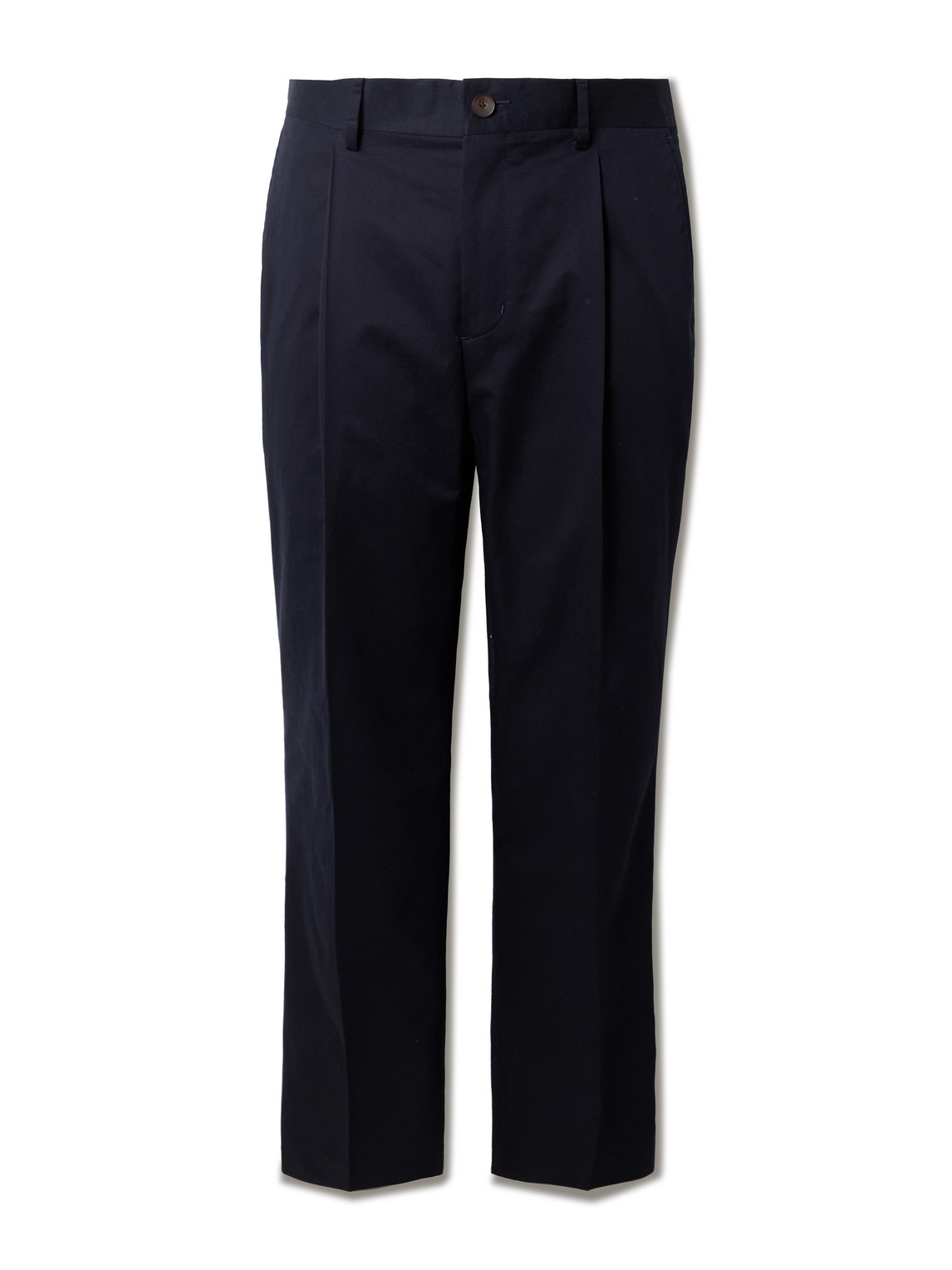 Edward Pleated Straight-Leg Organic Cotton-Poplin Suit Trousers
