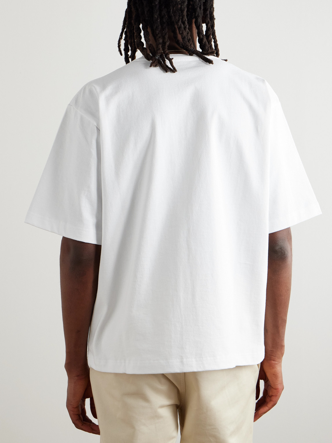 Shop Marni Logo-appliquéd Mohair-trimmed Cotton-jersey T-shirt In White