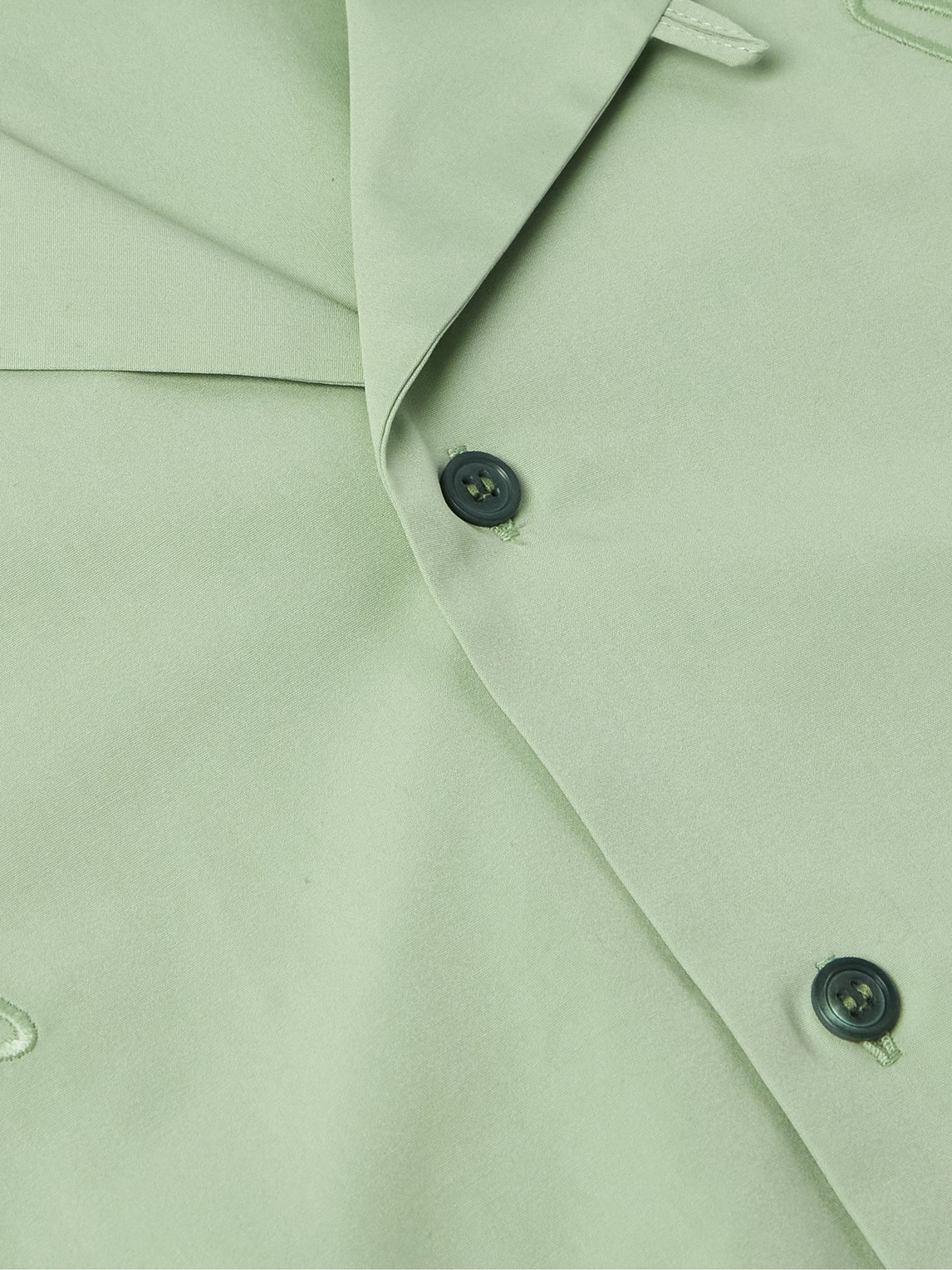 Shop Marni Confetti Convertible-collar Embroidered Cotton-poplin Shirt In Green