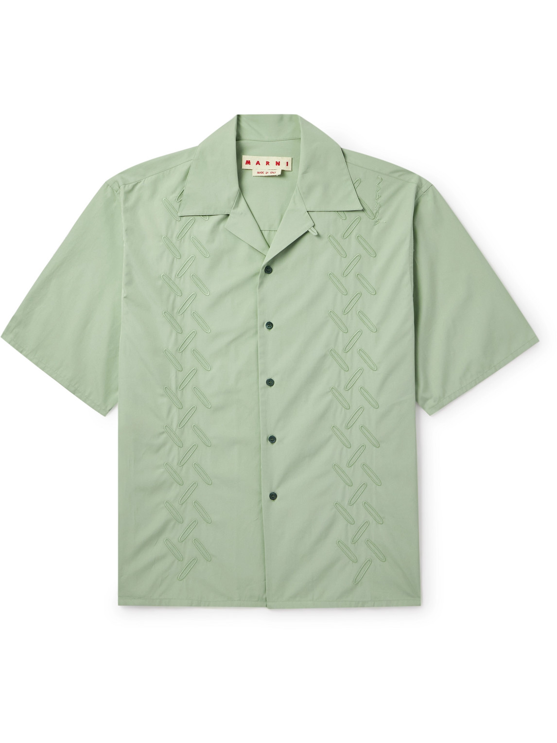 Marni – Confetti Convertible-Collar Embroidered Cotton-Poplin Shirt