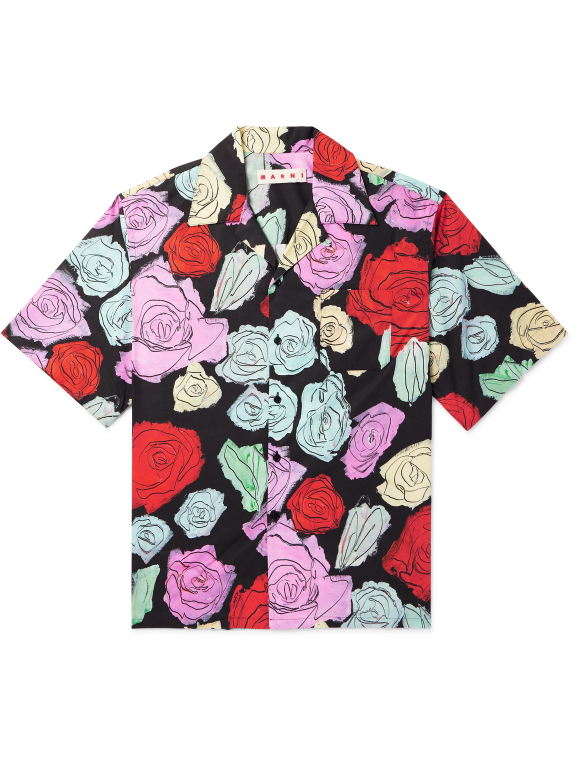 Marni – Convertible-Collar Floral-Print Cotton-Poplin Shirt