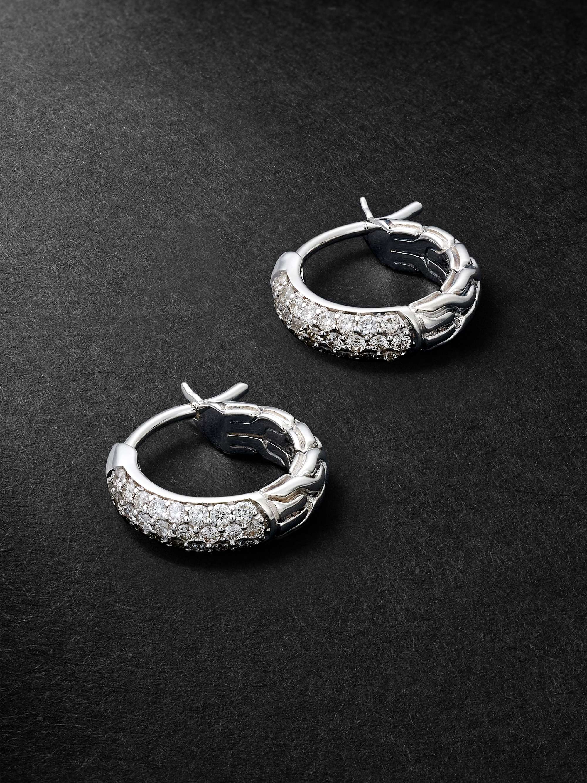 thumbnail image 2 of Mens White Gold Diamond Hoop Earrings Black Friday Top Sellers 2 of 13