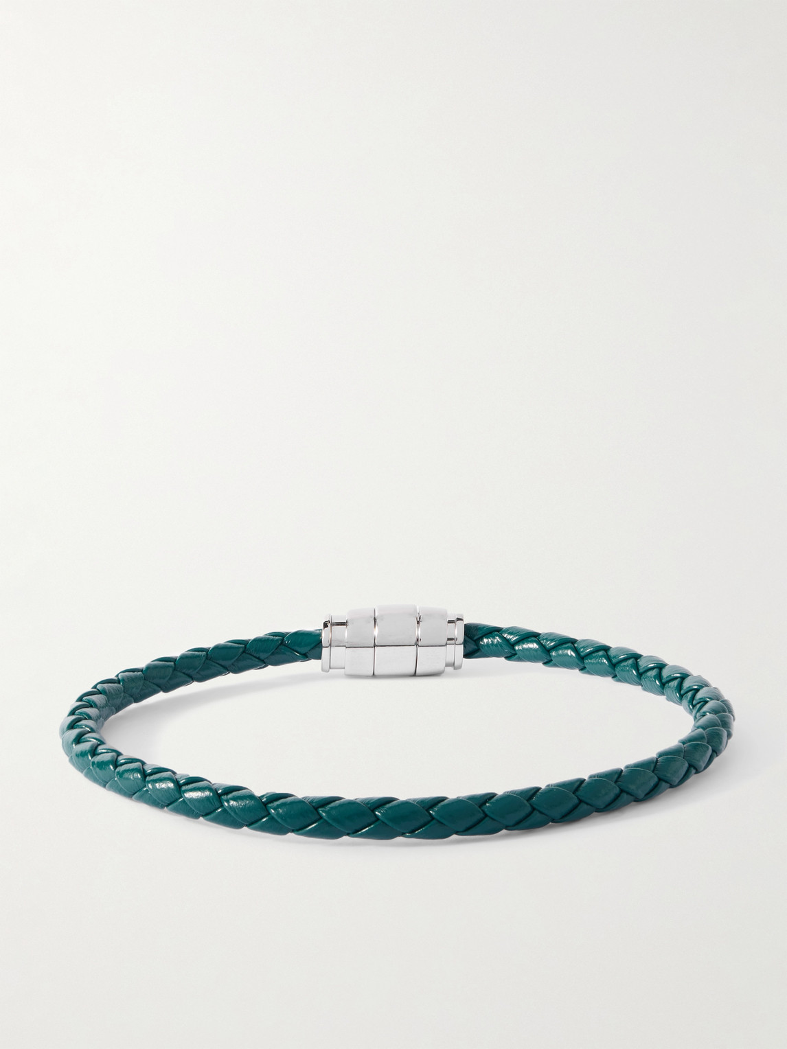 Montblanc Meisterstück 3-ring Stainless Steel And Woven Leather Bracelet In Blue