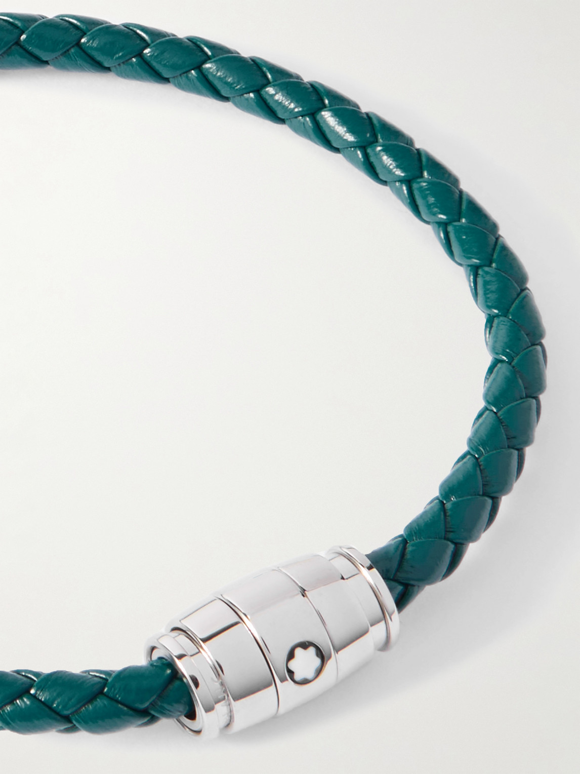 Montblanc Meisterstück 3-ring Stainless Steel And Woven Leather Bracelet In Blue