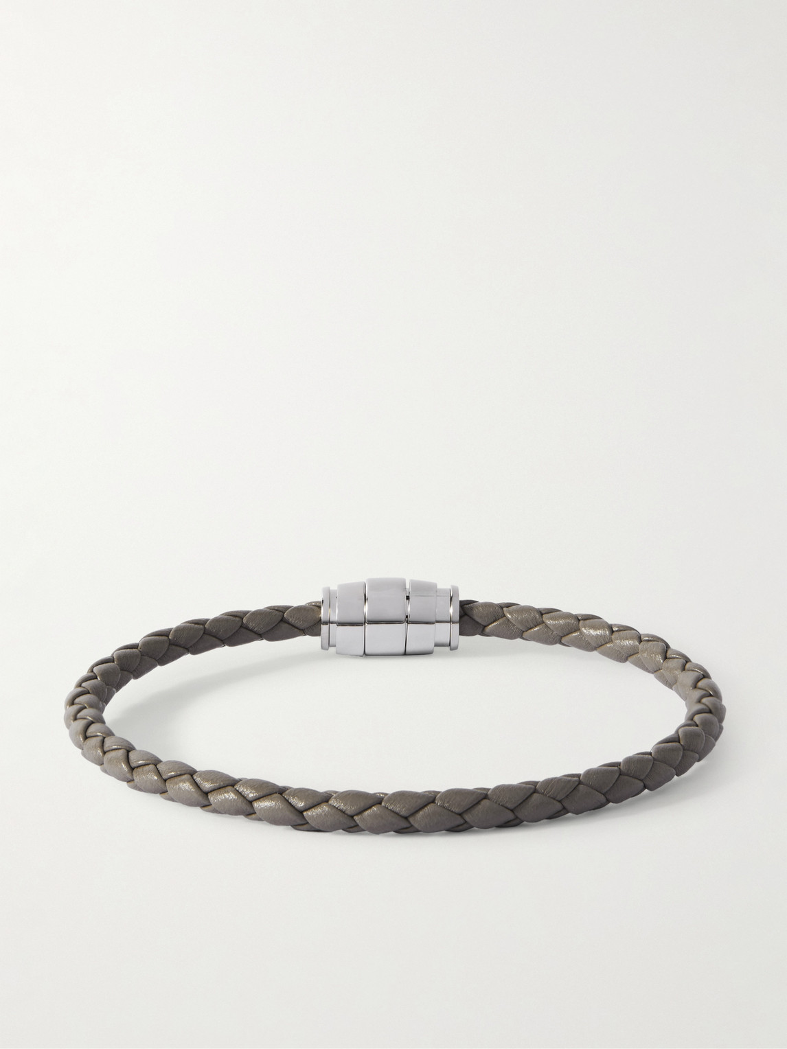 Montblanc Meisterstück 3-ring Stainless Steel And Woven Leather Bracelet In Neutrals