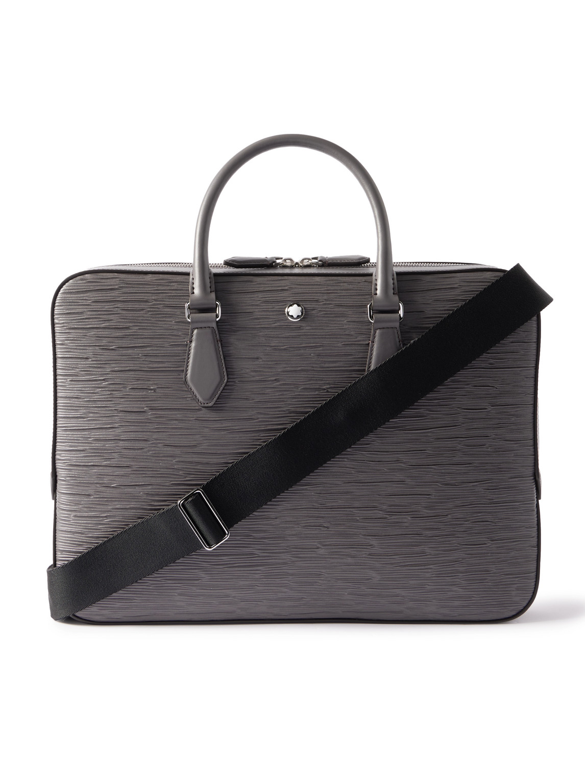 Montblanc Textured-leather Briefcase In Gray