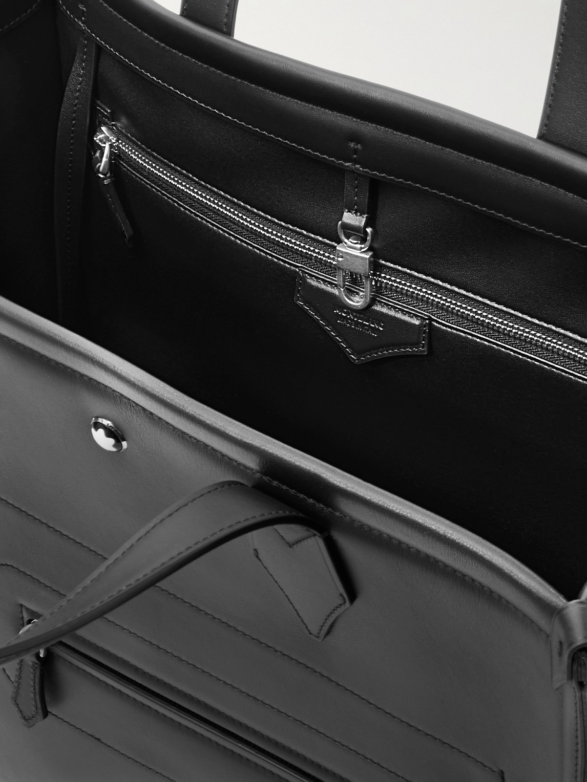 Montblanc Leather Tote Bag In Black