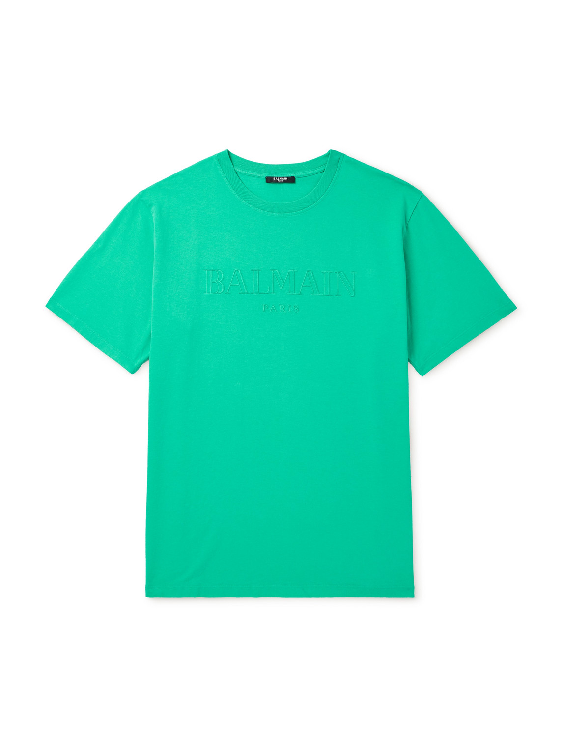 Balmain Embroidered Cotton-jersey T-shirt In Blue